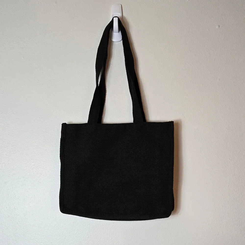 Frida Kahlo Sunflower Tote Bag Black Canvas Cartoon Art Shoulder Bag‎ Folk Style
